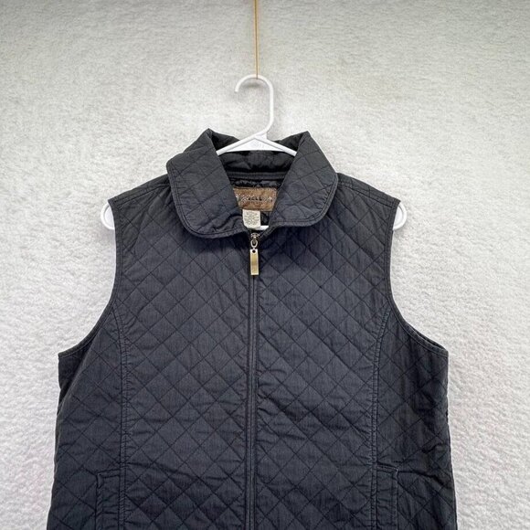 Magellan Sportswear Vest Womens Large Black Quilted Full Zip Brass Pull‎ Collar - Picture 2 of 7